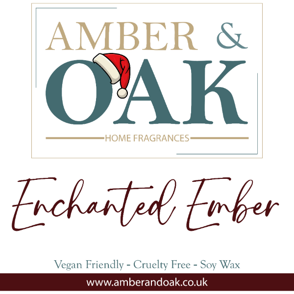 Enchanted Ember Wax Melt Jar with cinnamon, frankincense, and cedarwood fragrance