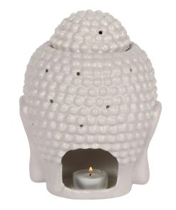 Large Grey Buddha Head Oil Burner - Image 4