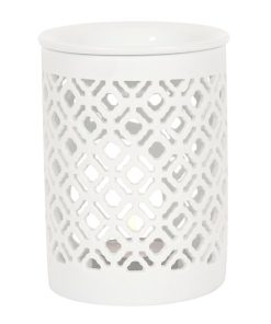 White Matte Lattice Cut Oil Burner - Image 2