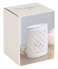 White Matte Lattice Cut Oil Burner - Image 3