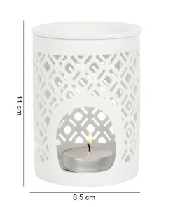 White Matte Lattice Cut Oil Burner - Image 5