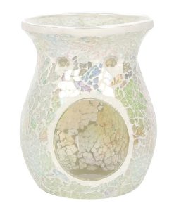 Large White Iridescent Crackle Oil Burner - Image 1