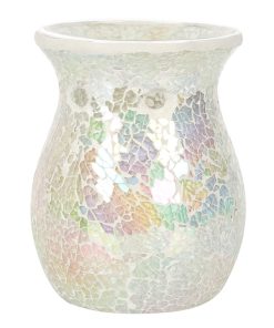 Large White Iridescent Crackle Oil Burner - Image 2