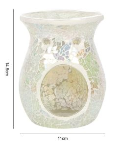 Large White Iridescent Crackle Oil Burner - Image 3