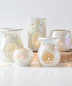 Large White Iridescent Crackle Oil Burner - Image 5