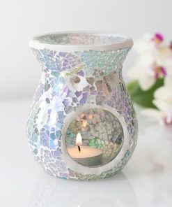 Small Light Blue Iridescent Crackle Oil Burner - Image 4