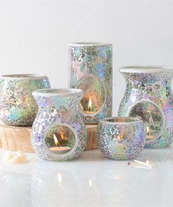 Small Light Blue Iridescent Crackle Oil Burner - Image 5