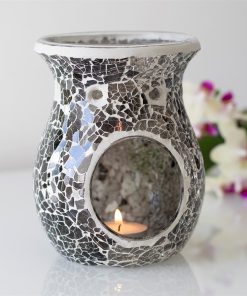 Large Gunmetal Grey Crackle Oil Burner - Image 4