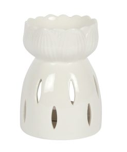 White Gloss Lotus Flower Oil Burner - Image 1