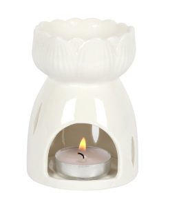 White Gloss Lotus Flower Oil Burner - Image 2