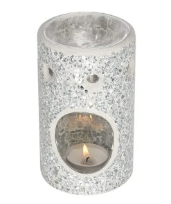 Silver Pillar Crackle Glass Oil Burner - Image 2