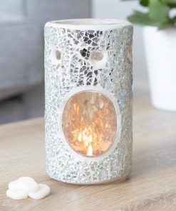 Silver Pillar Crackle Glass Oil Burner - Image 4