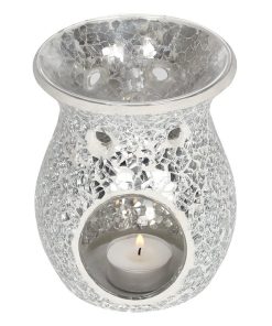 Large Silver Crackle Oil Burner - Image 2