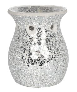 Large Silver Crackle Oil Burner - Image 3