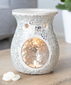 Large Silver Crackle Oil Burner - Image 4