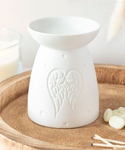 White Ceramic Angel Wings Oil Burner - Image 1