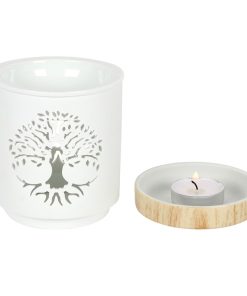 White Tree of Life Cut Out Oil Burner - Image 2