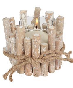 White Washed Driftwood Candle Holder - Image 1