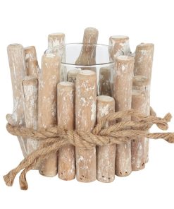 White Washed Driftwood Candle Holder - Image 3