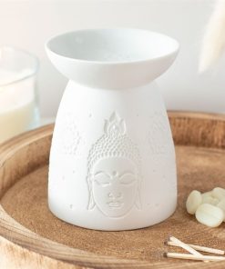 White Ceramic Buddha Face Oil Burner - Image 1