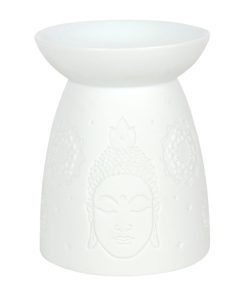 White Ceramic Buddha Face Oil Burner - Image 2