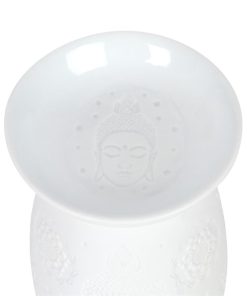 White Ceramic Buddha Face Oil Burner - Image 4