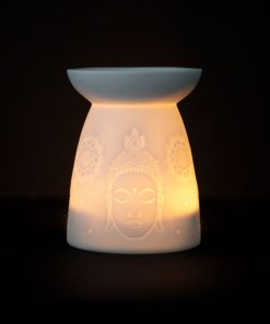 White Ceramic Buddha Face Oil Burner - Image 6