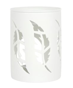 White Feather Cut Out Oil Burner - Image 1