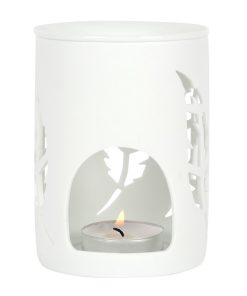 White Feather Cut Out Oil Burner - Image 2