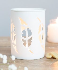 White Feather Cut Out Oil Burner - Image 4