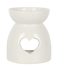 White Heart Cut Out Oil Burner - Image 1