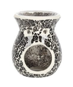 Small Gunmetal Grey Crackle Oil Burner - Image 1