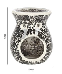 Small Gunmetal Grey Crackle Oil Burner - Image 3