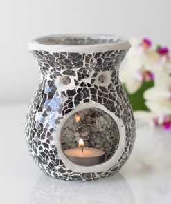 Small Gunmetal Grey Crackle Oil Burner - Image 4