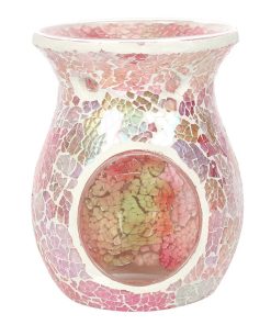 Large Pink Iridescent Crackle Oil Burner - Image 1