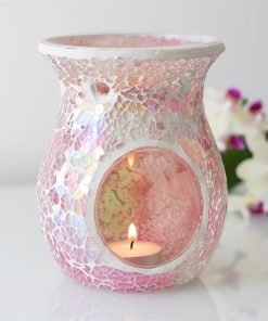 Large Pink Iridescent Crackle Oil Burner - Image 4