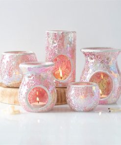 Large Pink Iridescent Crackle Oil Burner - Image 5