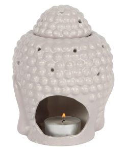 Small Grey Buddha Head Oil Burner - Image 4