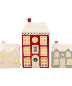 Set of 3 Light Up LED Christmas Houses - Image 1