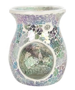 Large Light Blue Iridescent Crackle Oil Burner - Image 1