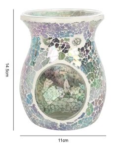 Large Light Blue Iridescent Crackle Oil Burner - Image 3