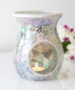 Large Light Blue Iridescent Crackle Oil Burner - Image 4