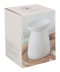 White Ceramic Tree of Life Oil Burner - Image 5