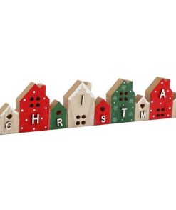 29cm Wooden Christmas Houses Standing Decoration - Image 1