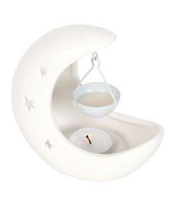 White Crescent Moon Hanging Oil Burner - Image 1