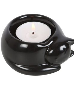 Black Cat Ceramic Tealight Candle Holder - Image 1