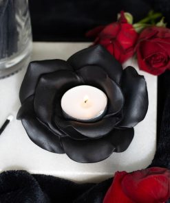 Black Rose Resin Tealight Candle Holder - Image 4