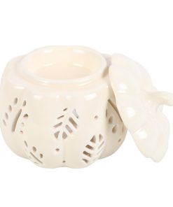 Off White Autumn Leaves Pumpkin Oil Burner - Image 2