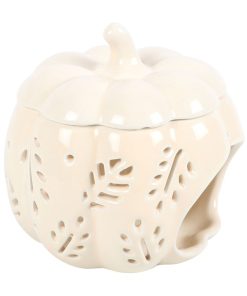 Off White Autumn Leaves Pumpkin Oil Burner - Image 3