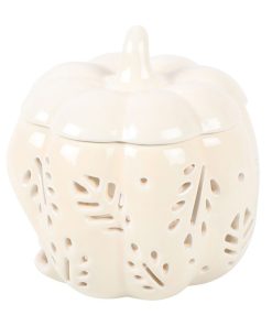 Off White Autumn Leaves Pumpkin Oil Burner - Image 5